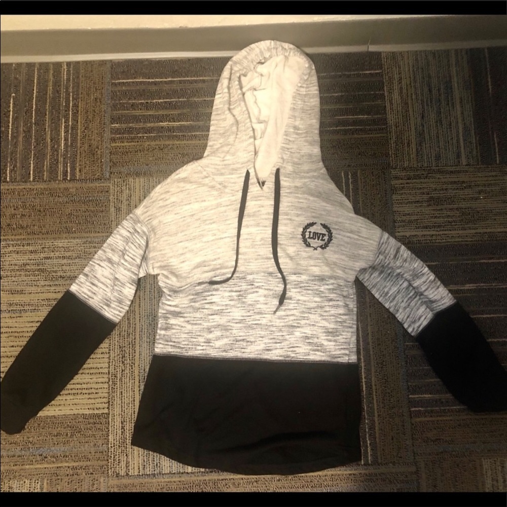 Small iris sports Black White Grey Love Hoodie